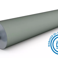 One example of a sustainable roll cover is AiroGuide Tune Green. This is the first DIN CERTCO certified sustainable roll cover on the market with the same performance data as the petroleum-based alternatives. Photo: Voith